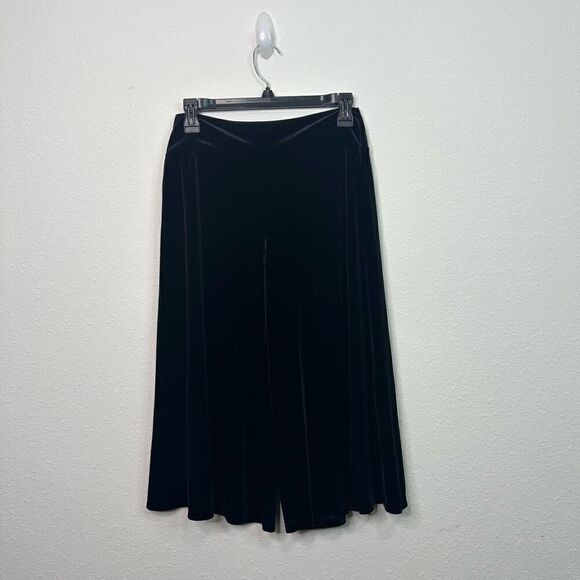Style & Co Goth Velvet Witchy Wide Leg Pull On Velour Crop Pants Size M Petite - Picture 1 of 10